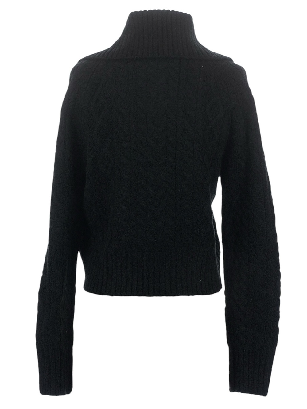 J. Crew Collared Cable Knit Cardigan Size Medium Black Fitted Wool Cozy - Picture 2 of 8